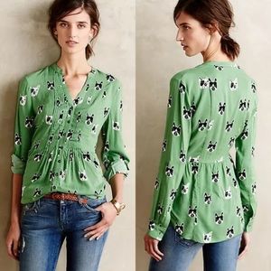 Anthropologie Maeve Frenchie Dog Top